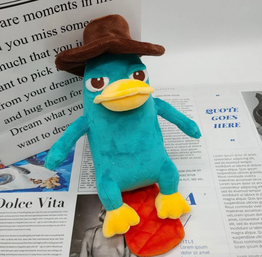 Cute Cartoon Perry The Platypus Plush Toy Soft Duck Stuffed Animals Toy Gifts