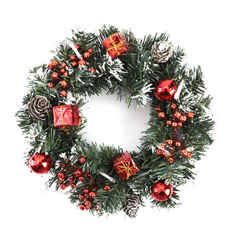 40cm LED Christmas Wreath Holiday Front Door Hanging Decoration