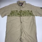 Vtg Tommy Hilfiger Hawaiian Button Up Tan Plaid Short Sleeve Men's Shirt Small