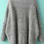 Plunge Neck Batwing Sleeve Dip Hem Oversized Sweater