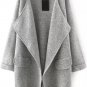 Grey Lapel Long Sleeve Loose Sweater Coat