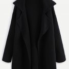 SHEIN Black Notch Collar Open Front Sweater Coat
