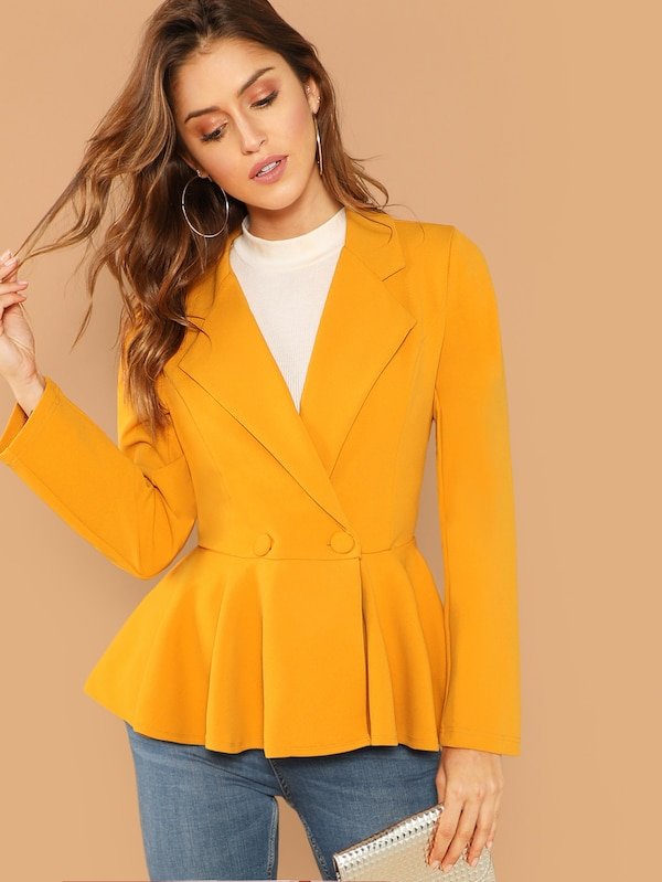 Double Breasted Peplum Blazer