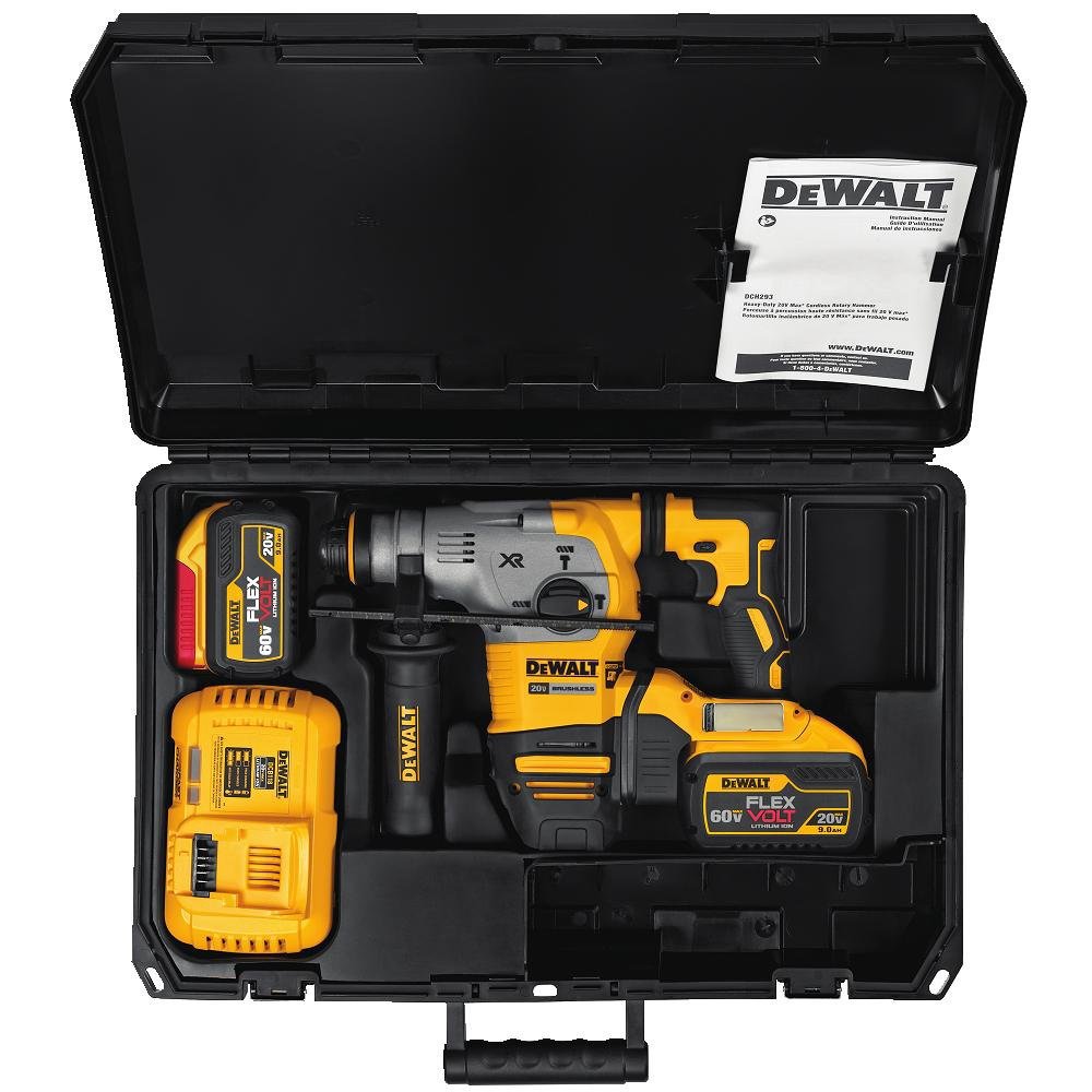 Dewalt Dch293x2 20v Max Xr Brushless 1 1 8 L Shape Sds Plus Rotary Hammer Kit