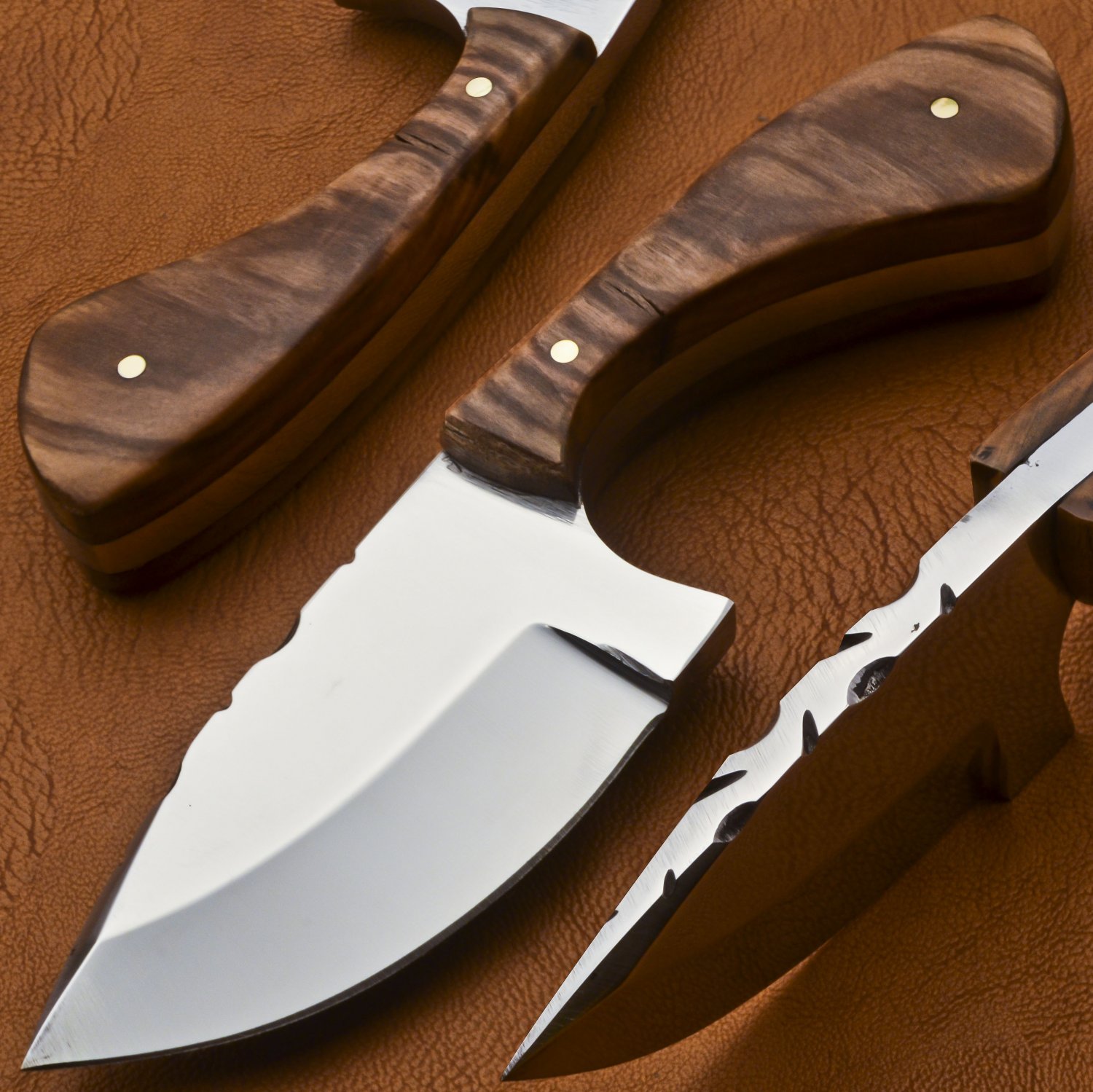 HAND MADE D2 6" SKINNING KNIFE HIGH POLISH BLADE FULL TANG EXOTIC