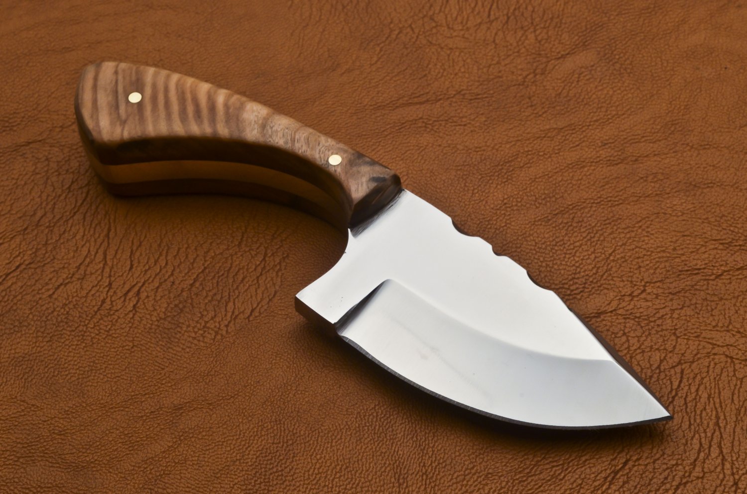 HAND MADE D2 6" SKINNING KNIFE HIGH POLISH BLADE FULL TANG EXOTIC