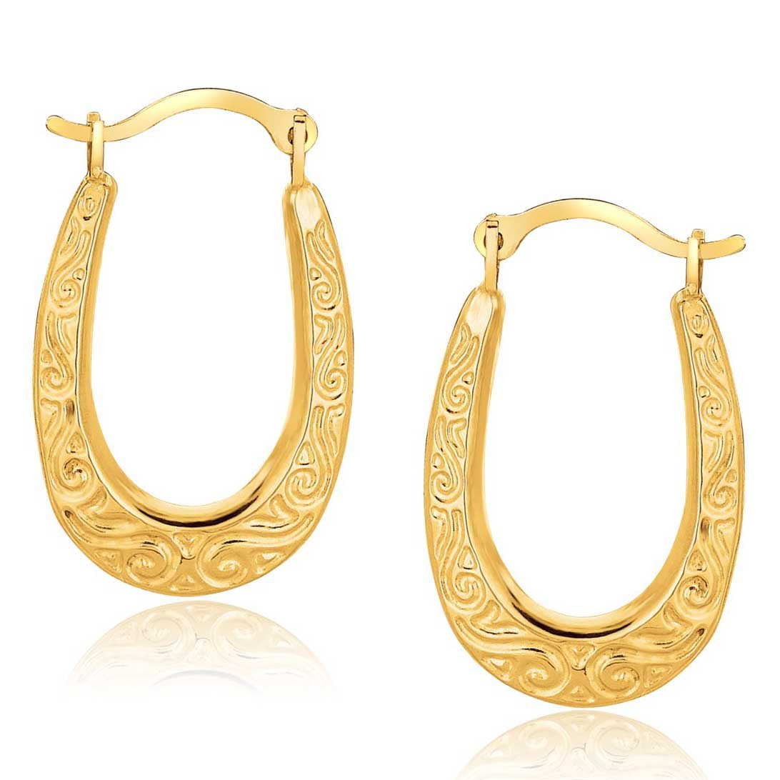 Hamunaptra Oval Hoop Earrings 10K Gold with Snap Backs 0.75"x0.5"