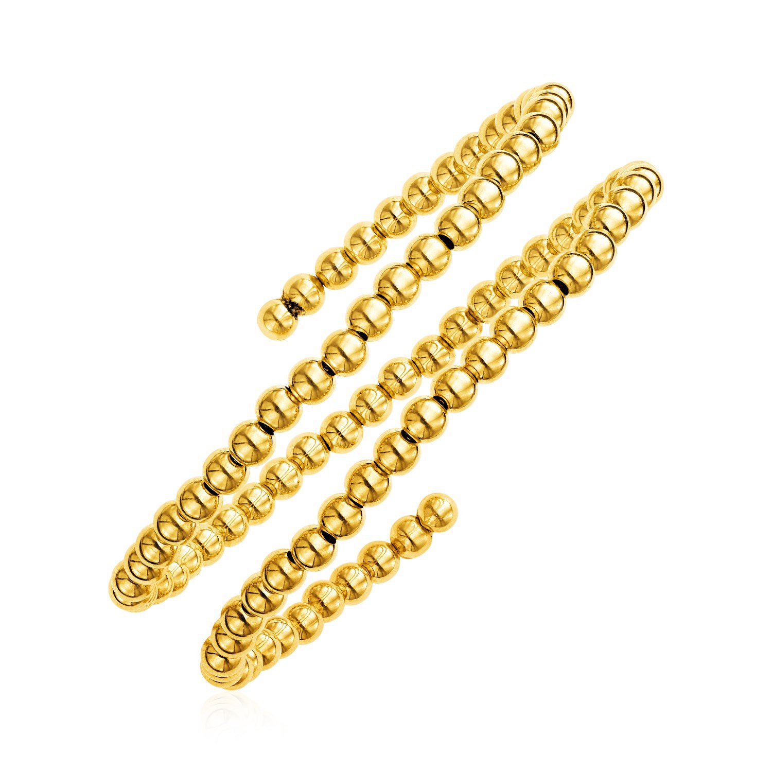 14k Gold Wrap Around Bangle with Polished Beads