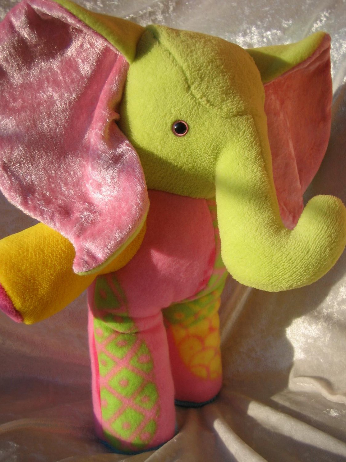 Baby Elephant HANDMADE pink yellow green stuffed elephant plush nursery decor unique soft toy
