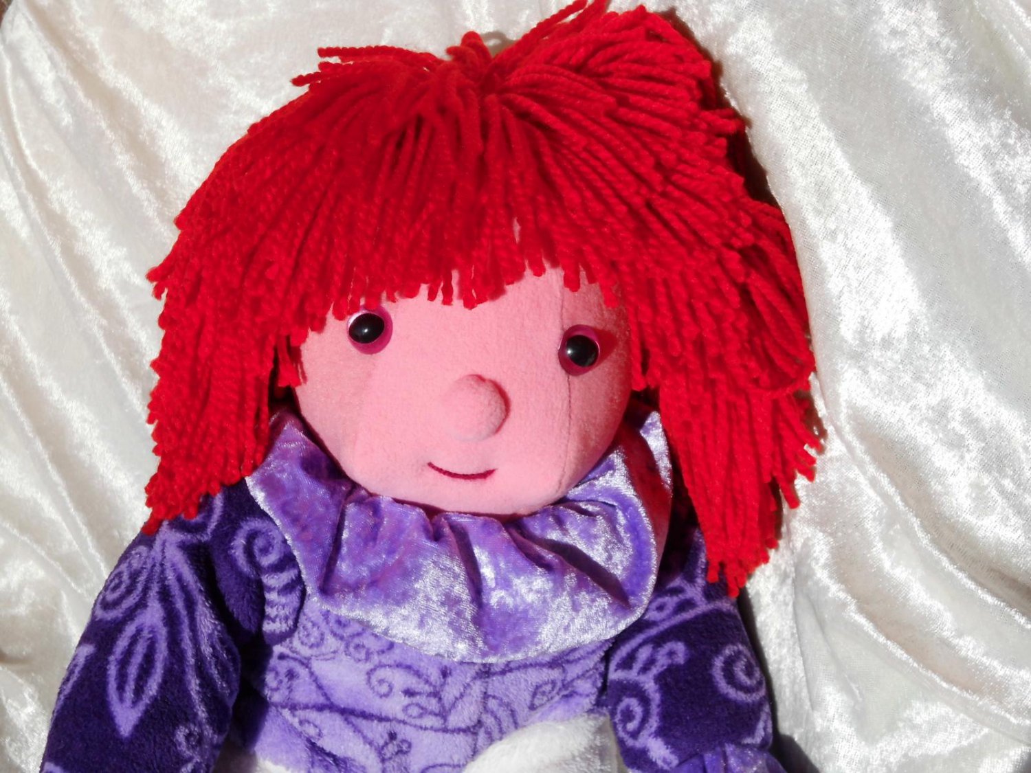 RED HAIR Doll PURPLE stuffed Clown plush unique red haired soft toy