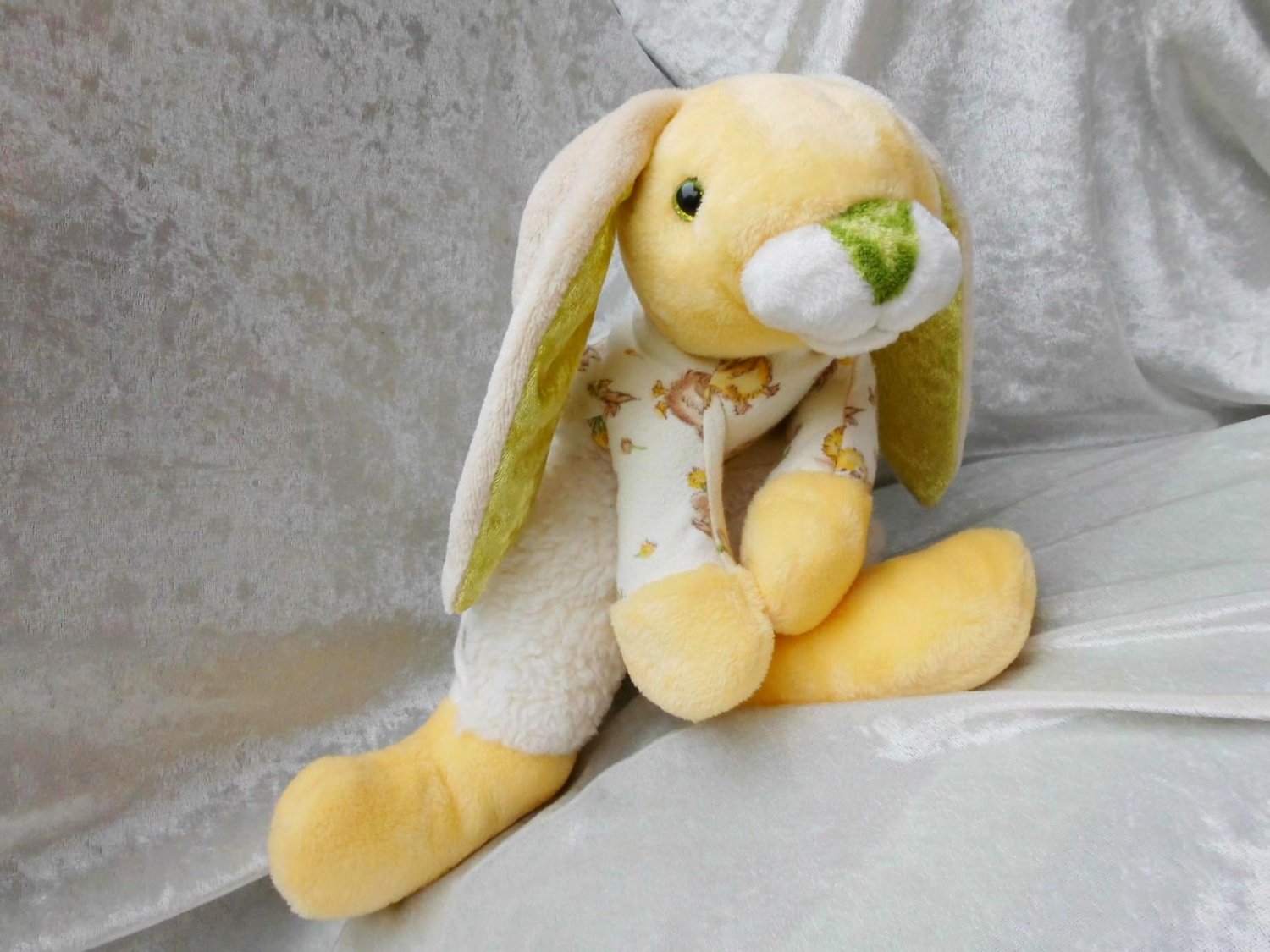 PINEAPPLE BUNNY DUCKLING Chicks yellow floppy rabbit stuffed nursery ...