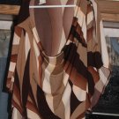 Vintage Rave Moda Top 3/4 Sleeves Brown White Medium USA