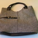Yankee Candle Tote Bag Black Hoodstooth Leather Handles & Bottom Purse Bags
