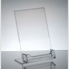 25 Acrylic 4" x 6" Slanted Sign Holders with Business Card Holder