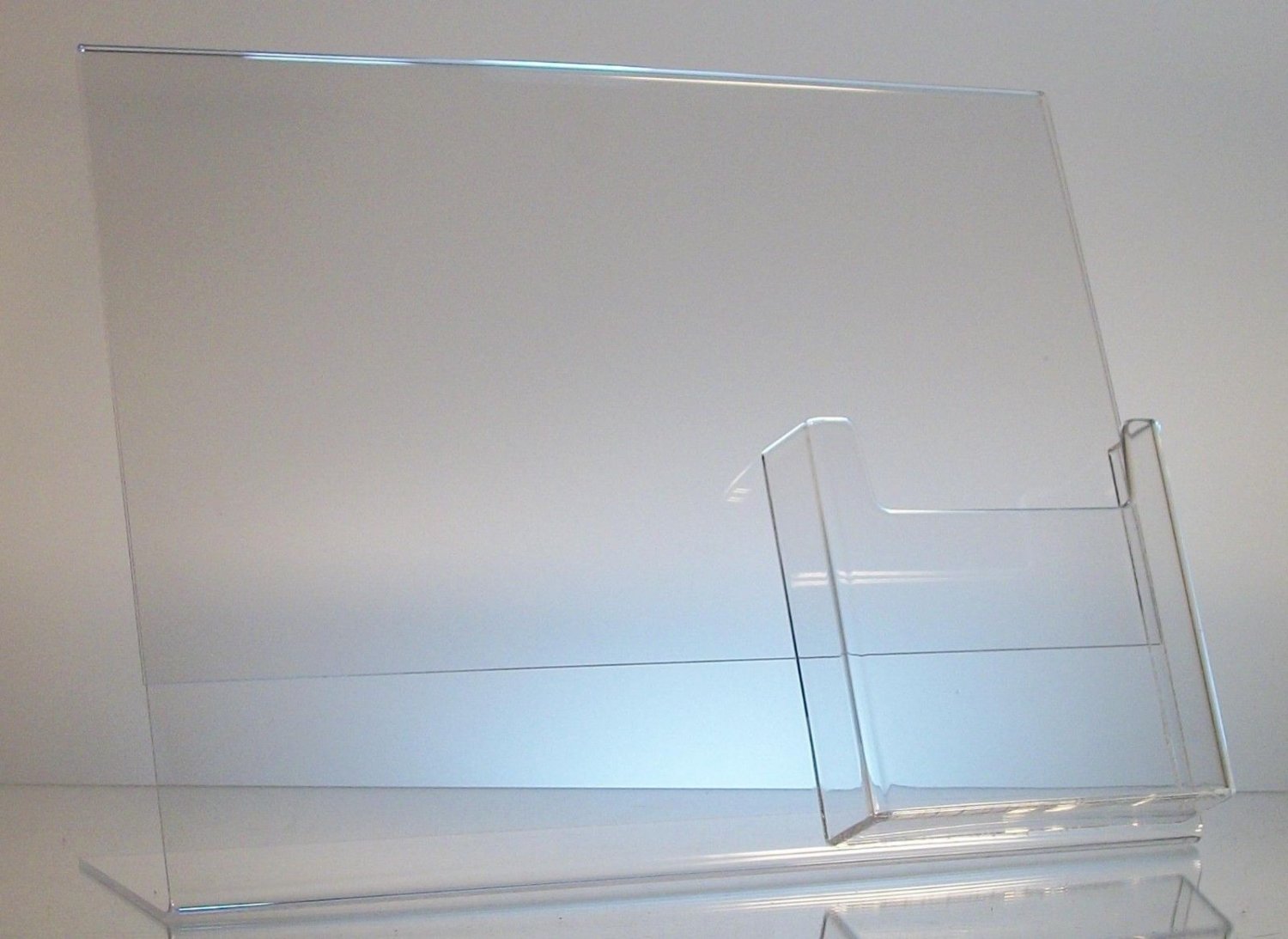 25 Acrylic 11" x 81/2" Slanted Sign Holders with 4x9 TriFold Brochure
