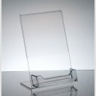 5 Acrylic 4" x 6" Slanted Picture Frame with Business Card Holder