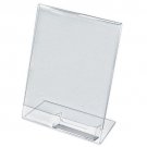 10 Acrylic 8-1/2x11 Slanted Sign Holders with Attached Business Card Holder