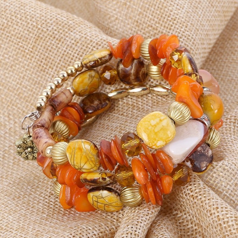 Woman Boho Multilayer Beads Charm Bracelets