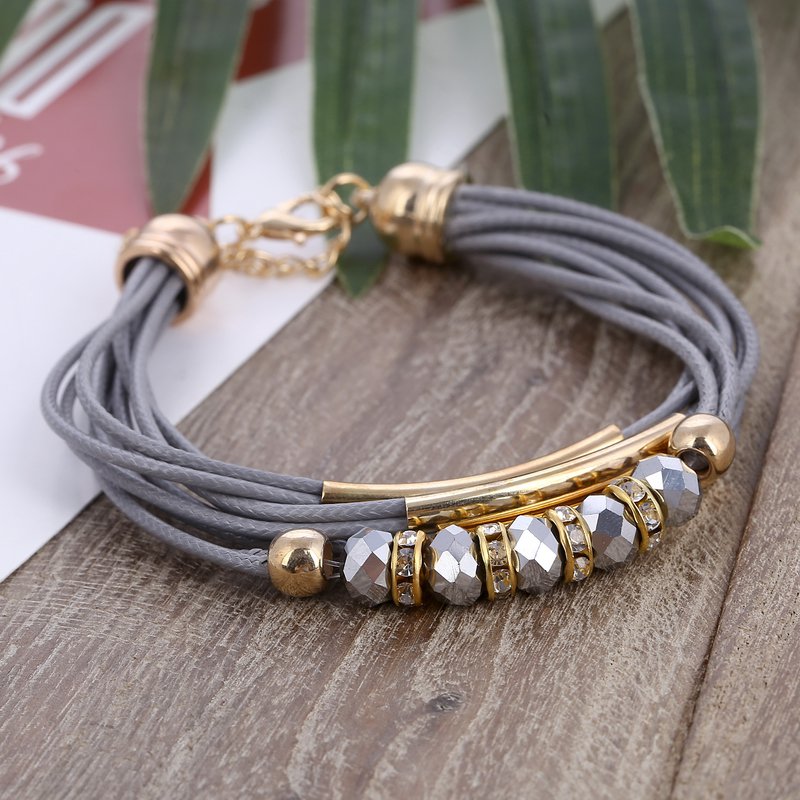 New Fashion Jewelry Leather Bracelet for Women Bangle Europe Beads