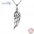 New Authentic 925 Sterling Silver Feather Wing Pendant Necklace