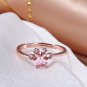 Meow Star Cat Paw Rose Crystal Ring Sterling Silver Cat Statement Ring for Cat Lovers