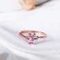 Meow Star Cat Paw Rose Crystal Ring Sterling Silver Cat Statement Ring for Cat Lovers