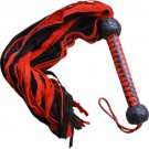 Black and Red Genuine Leather and Suede Flogger by Sade Fantasy