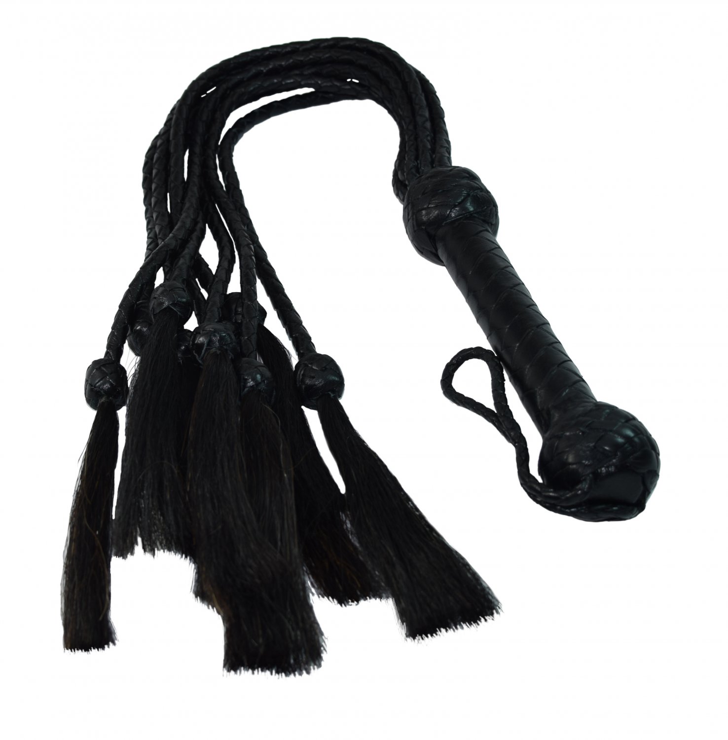 Black Genuine Leather and Horse Hair Flogger by Sade Fantasy