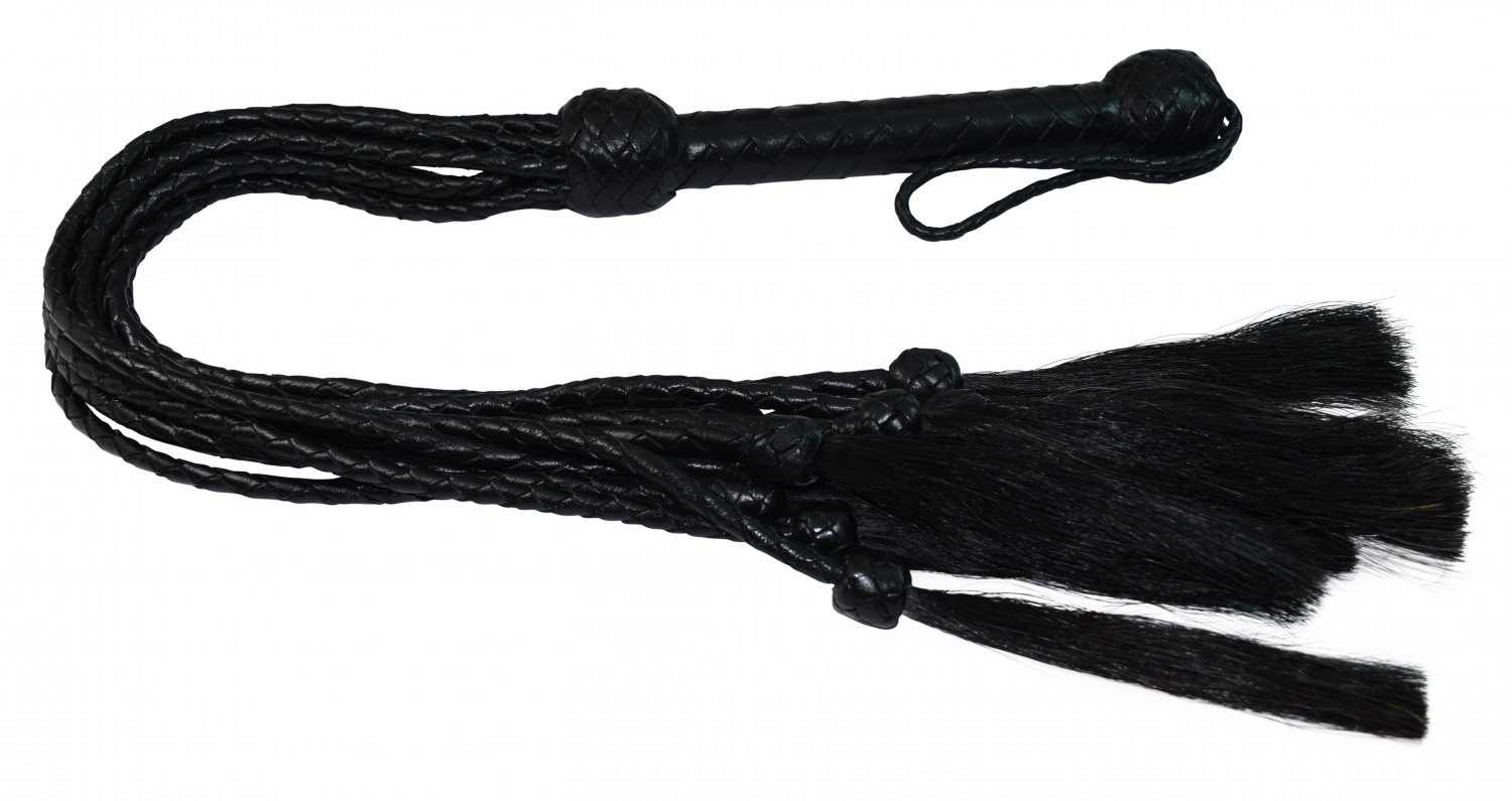 Black Genuine Leather and Horse Hair Flogger by Sade Fantasy