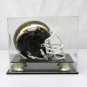 Mini Helmet Display Case Acrylic with Black Acrylic Base and Gold Risers