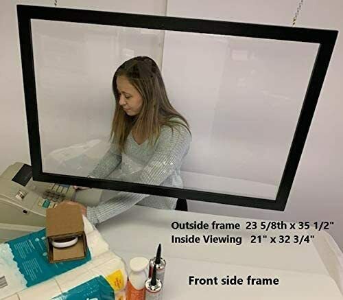 Framed Protective Sneeze Guard, Clear Acrylic Plexiglass Shield for Counters, Fo