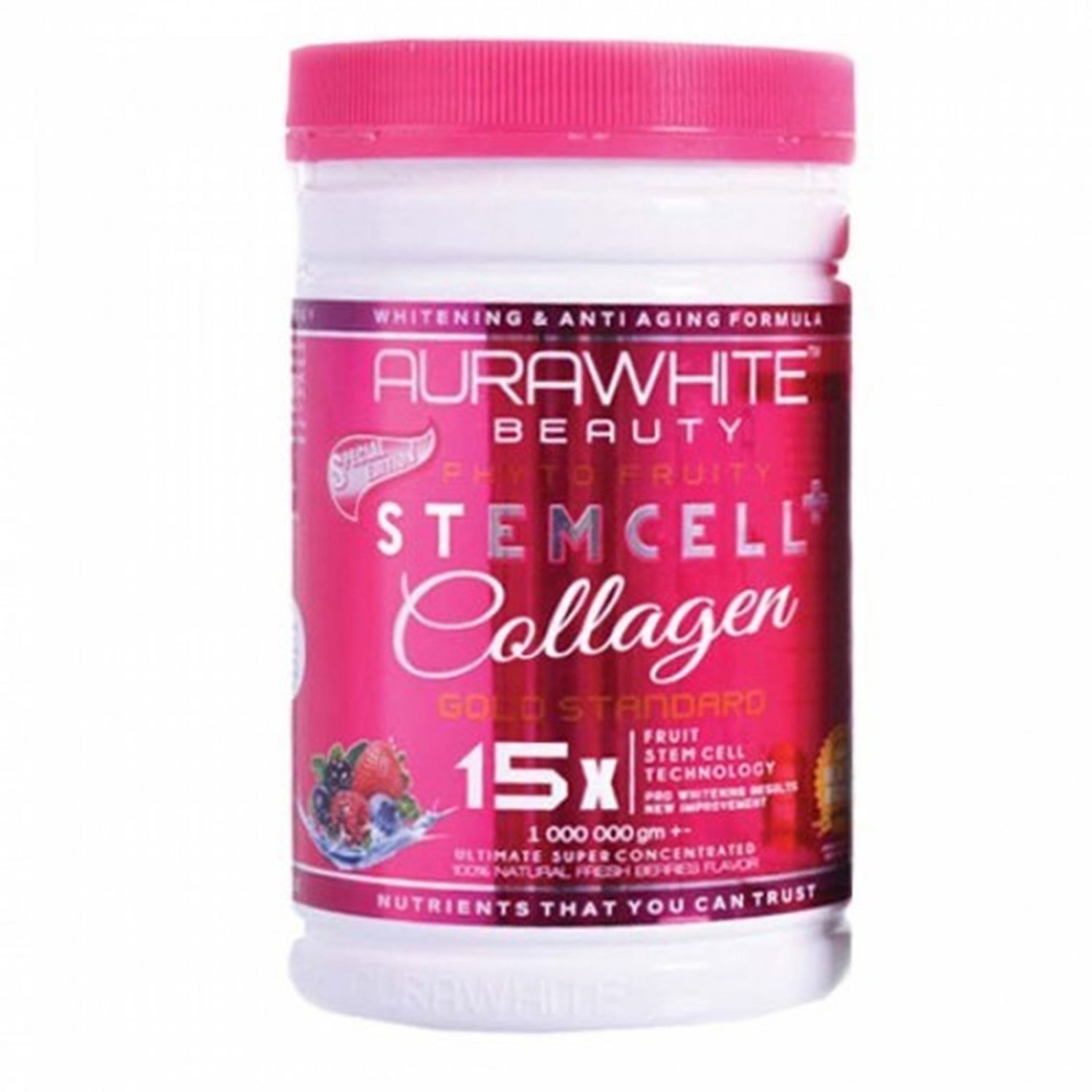 Aura White Stemcell Collagen 15X L-Glutathione Skin Whitening Detox Muslim 1000g