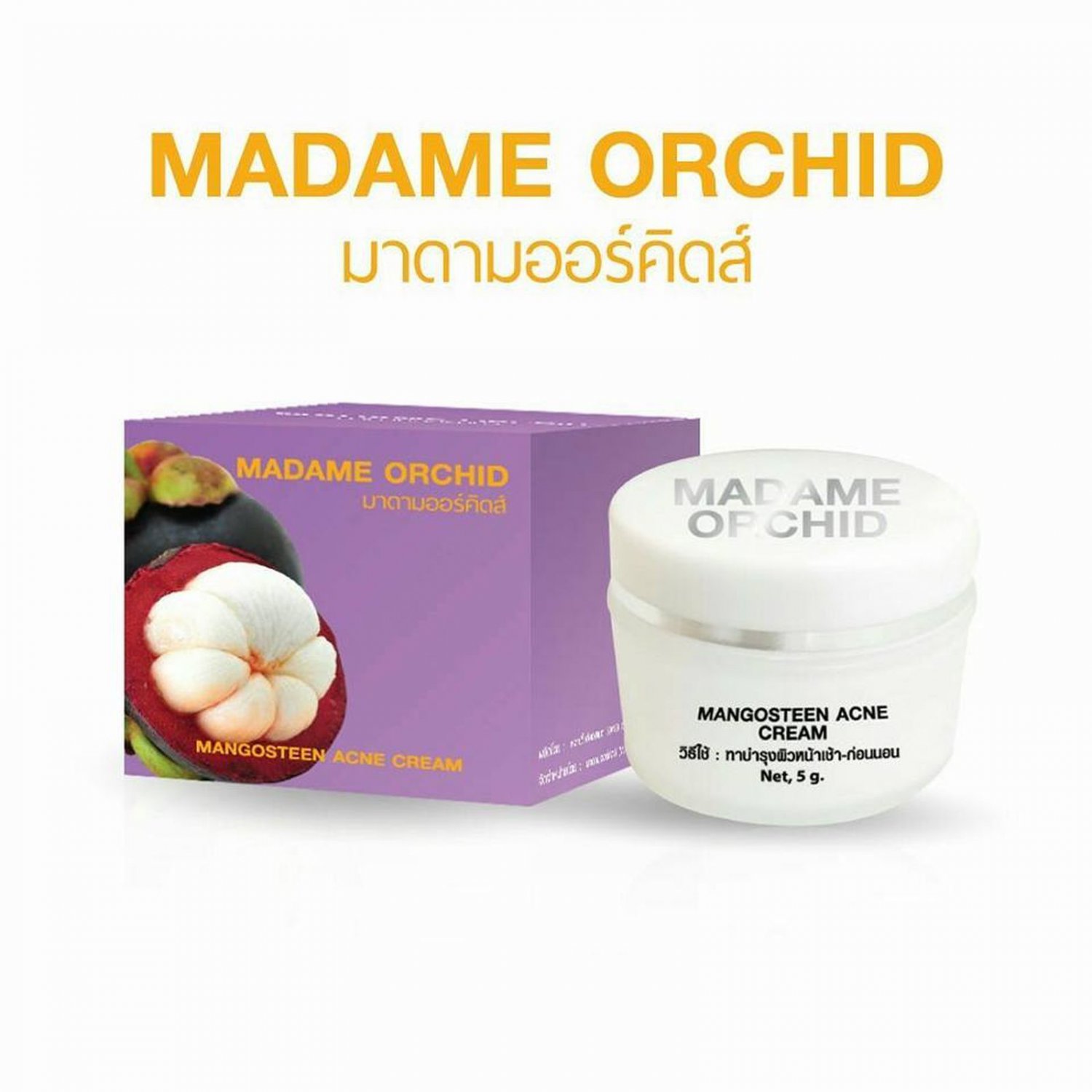 2X Madame Orchid Mangosteen Acne Cream 5g. Reduces Acne Face