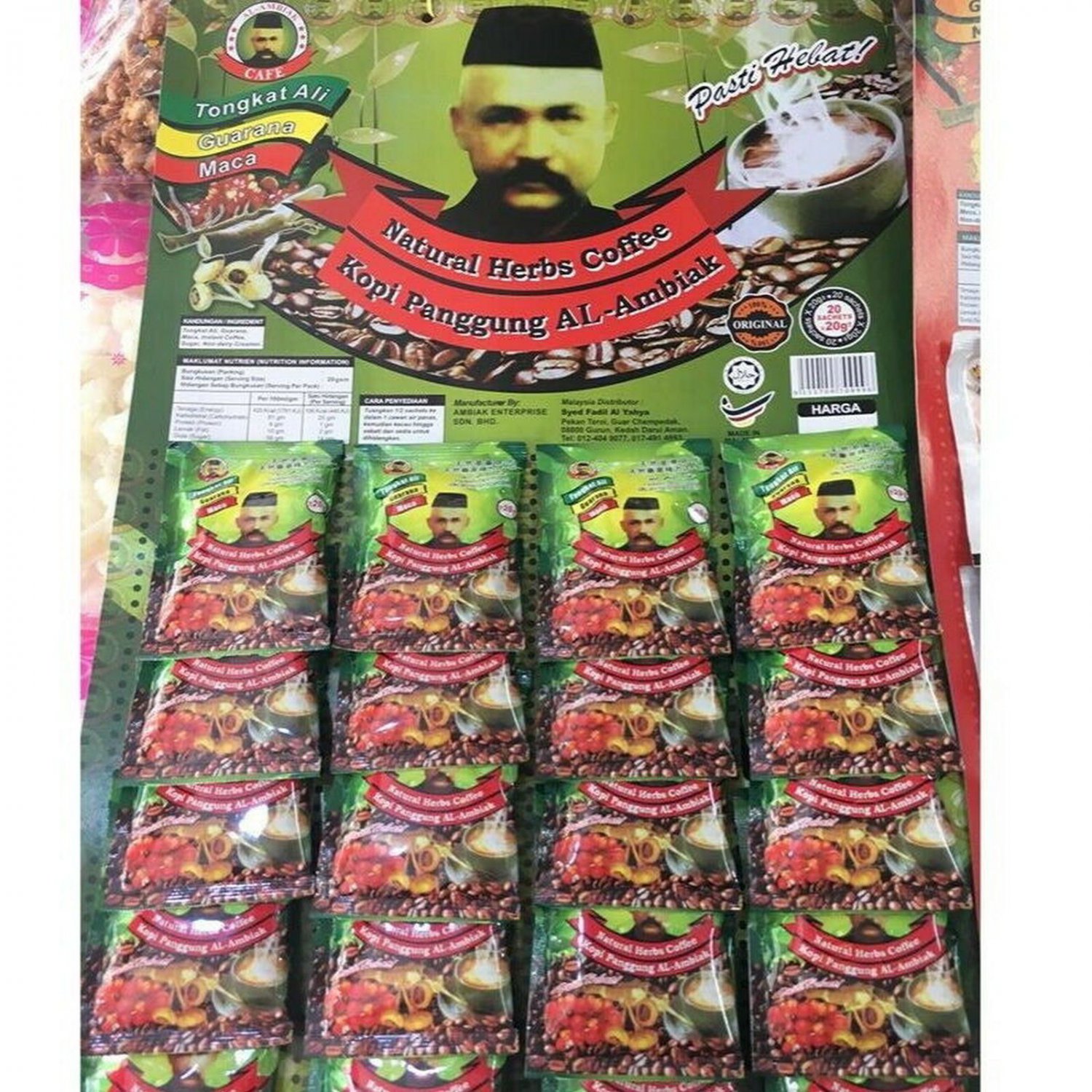 Al Ambiak Natural Herbs Tongkat Ali Coffee 200 Sachets SHIP by DHL Express