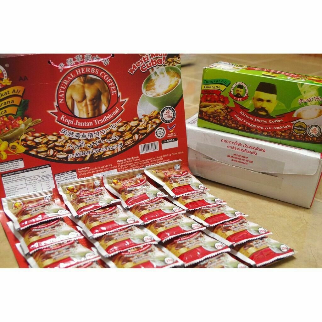 300 Sachste Tongkat Ali Strongman Coffee Erection Solutions Packs Powerful Natural Herbs