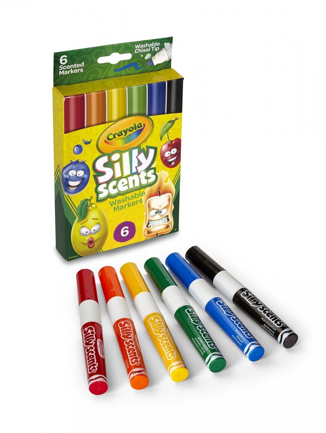 Crayola Silly Scents Scented Markers, Washable, 6 Count