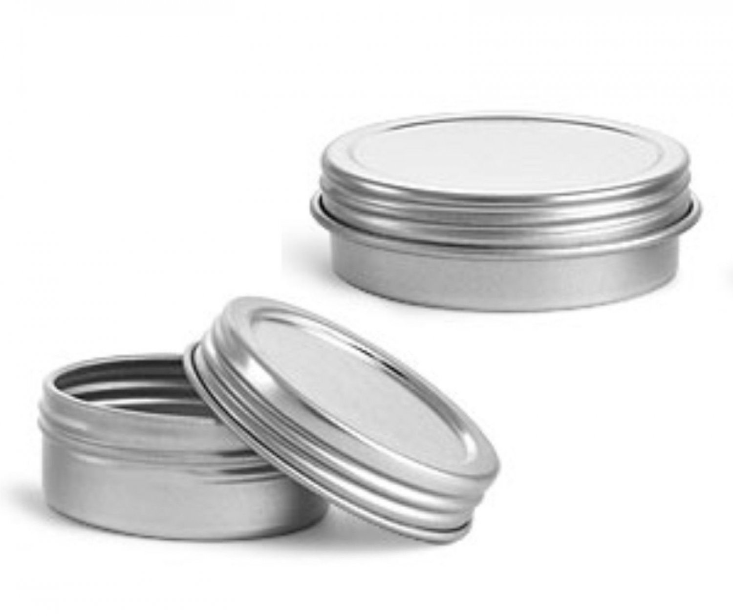 Silver Metal Tins w/ Top Lid Threaded Cap craft Organizer Container ...