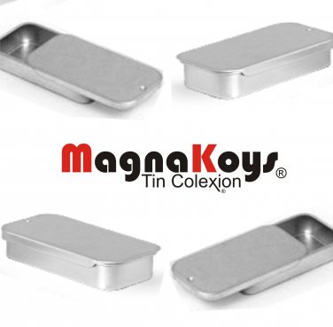 Silver Metal Slider Top Tin Containers - Crafts Geocache Storage By MagnaKoys&Acirc;&reg;