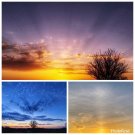 Morning Sunrise. Orange, pink & blue sky. 3 pictures Framed. Mathias Zoneu
