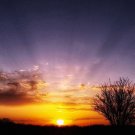 Early morning sunrise. Clouds, sunburst. Framed. Mathias Zoneu