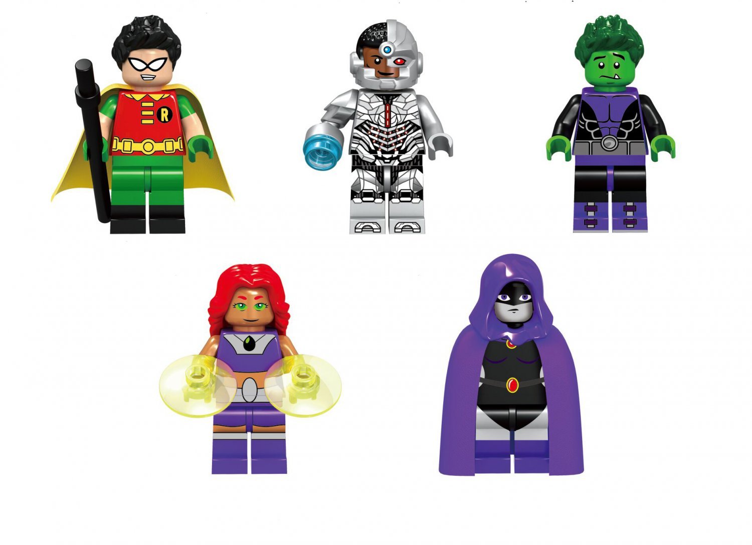 Robin Beast Boy Raven Starfire Minifigures Lego Compatible DC Super ...