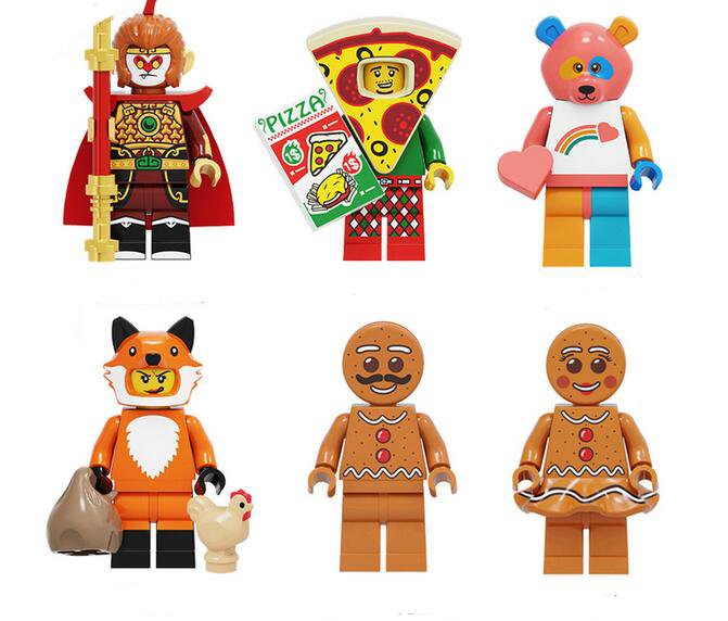 Monkey King Fox Costume Girl Pizza Costume Guy Minifigures Lego Compatible Minifigures Series 19