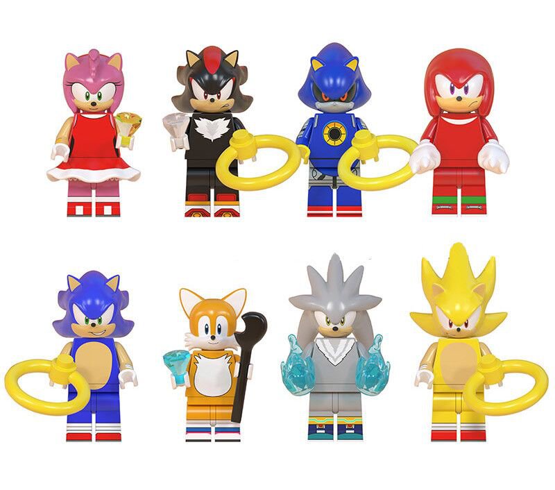 Amy Rose Shadow Teirusu Silver Metal Sonic Minifigures Lego Compatible ...