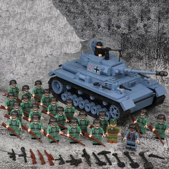 WW2 Germany Tiger I Tank Corps Minifigures Lego Compatible Tank Set