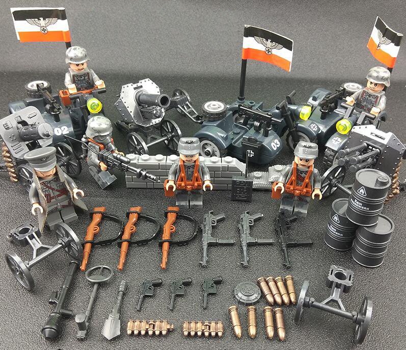 German 7. Panzer-Division motorcycle Soldiers Minifigures Lego Compatible WW2 Army set