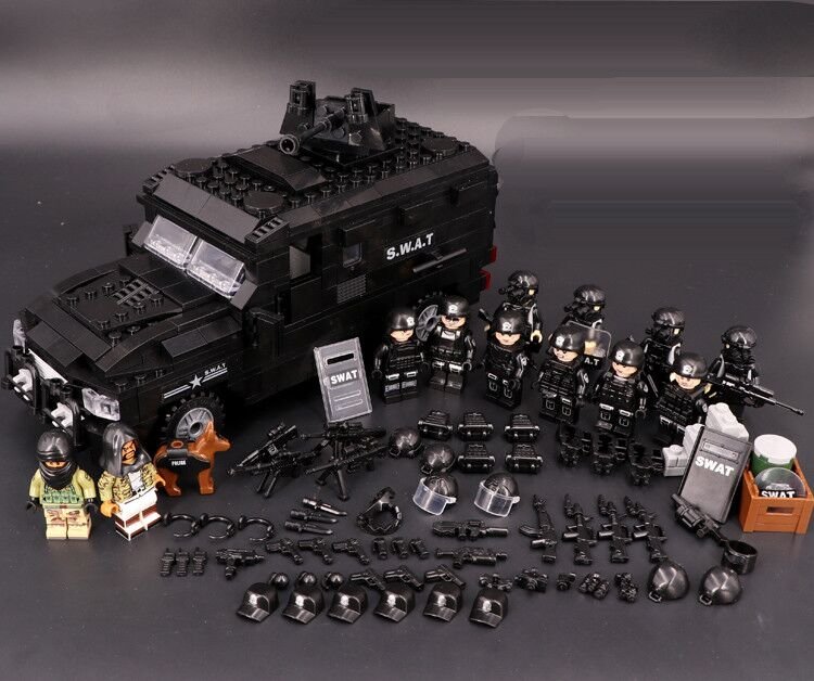 America Pit Bull Vx Swat Soldier Minifigures Lego Compatible Swat Truck