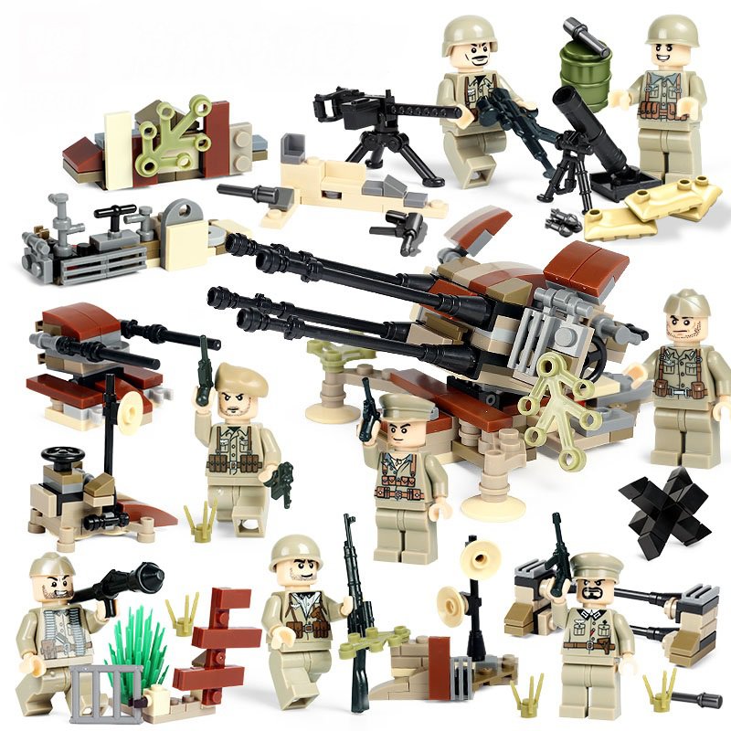 WW2 Germany FlaK Gun Soldier Minifigures Lego Compatible Military The ...