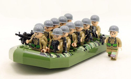 USA Rubber Boats soldiers Minifigures Lego Compatible WW2 Normandy Landing