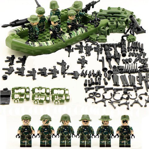 Camouflage Rubber Boats Commando Minifigures Lego Compatible Military Set