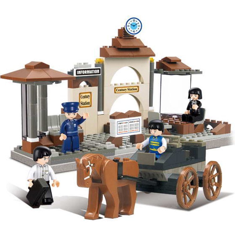 US Train Station Western Railroad Railway Horse Chariot Minifigures Lego Compatible City Train